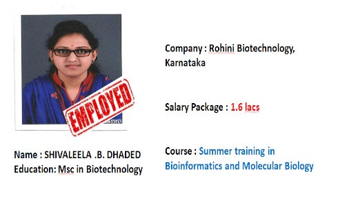 placed student Bioinformatics Placement